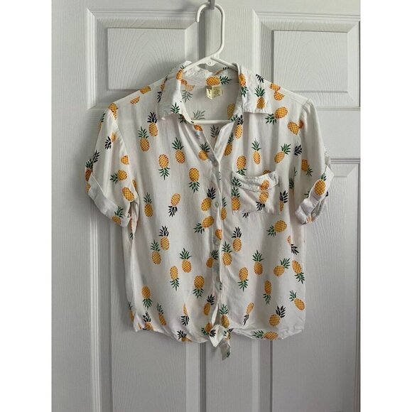 Pineapple Button Down Crop Top - Picture 1 of 2